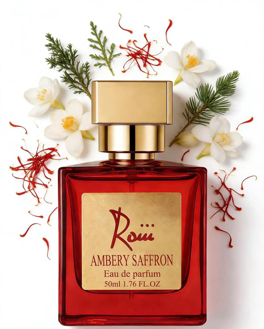 Roiii Ambery Saffron 1.7 Fl Oz (50ml) - Eau de Parfum - Inspired by B.accarat R.ouge 540 - Vegan, Women Perfume Spray