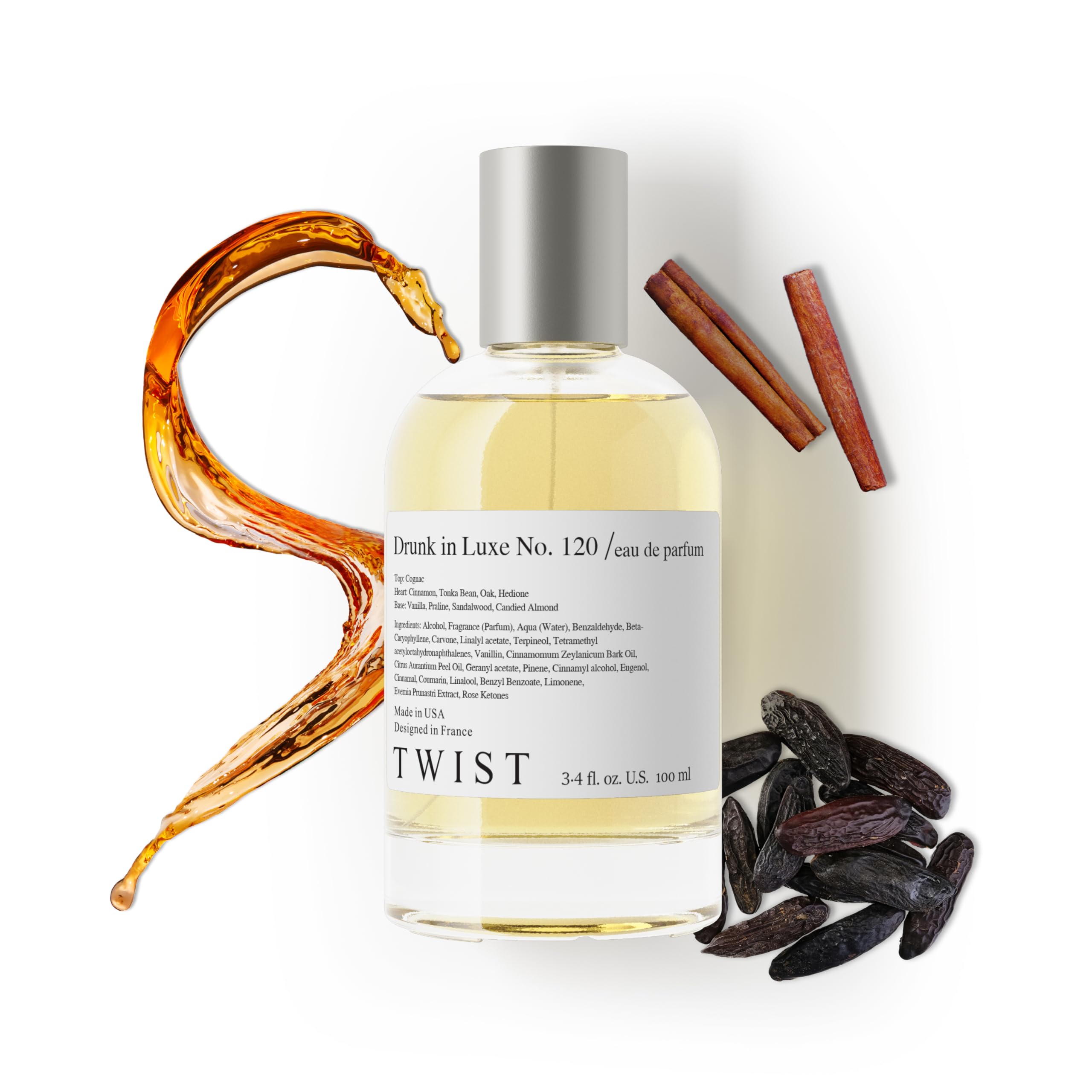 Twist - Addicted No. 3 - Eau De Parfum Inspired by Y. B.lack O.pium Long-Lasting Perfume For Women, Amber & Vanilla, Vegan, Clean Ingredients, Fragrance - Spray 100 ml | 3.4 fl. oz.
